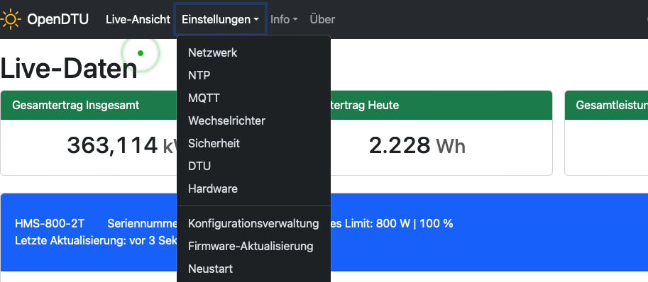 Pin Layout einstellen OPENDTU