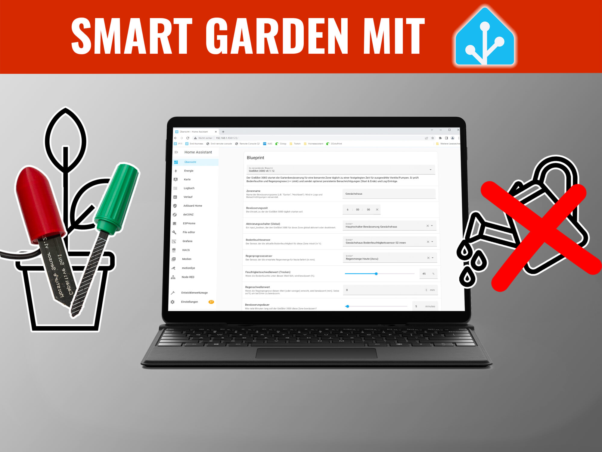 GießBot 3000 Blueprint – Bewässerung für Home Assistant